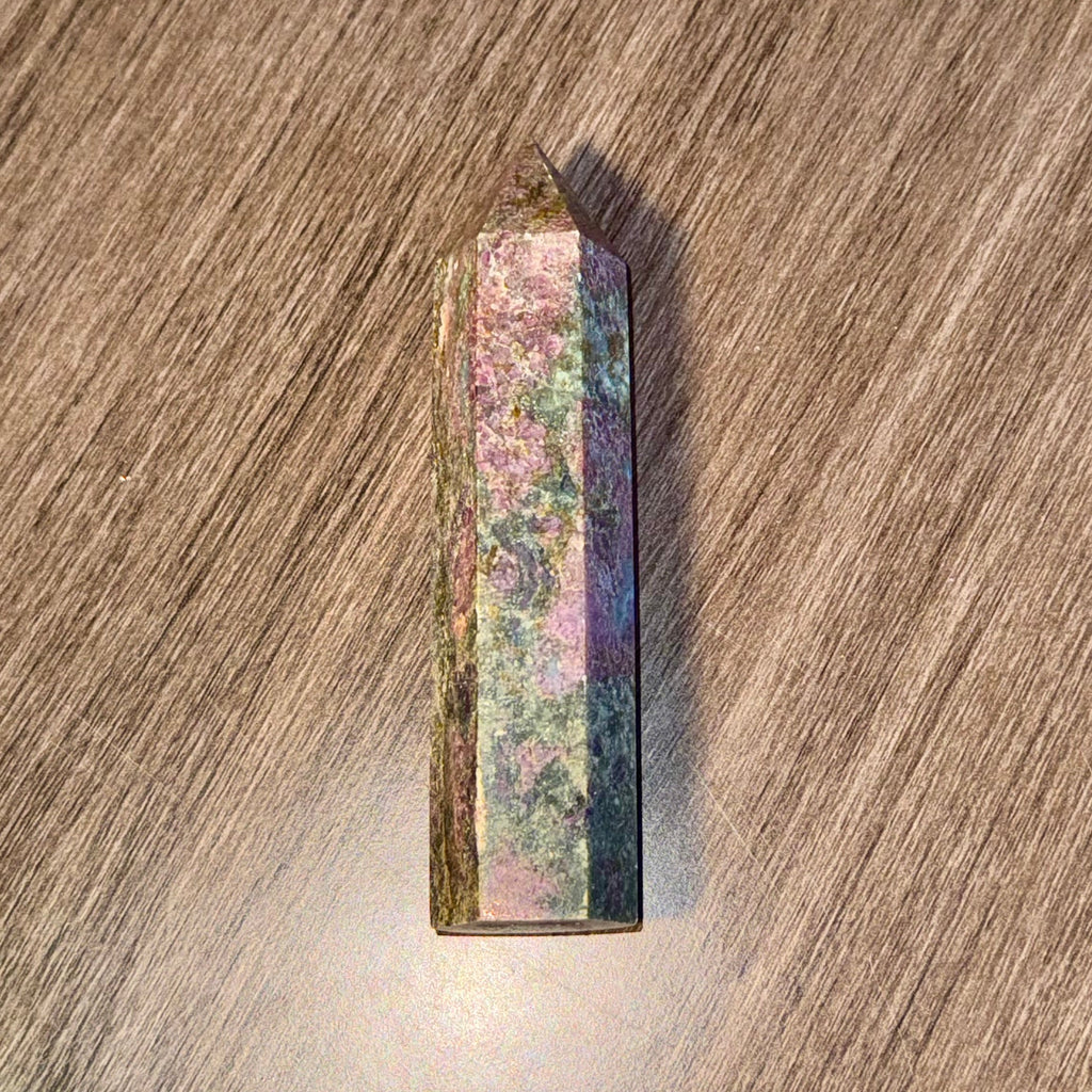 Heart Fire - 4.2” Ruby in Fuchsite Tower